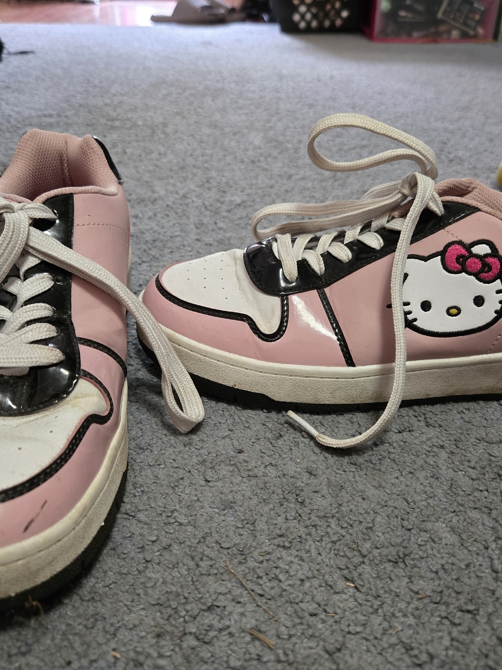 Hello Kitty Pink and White Kids Sneakers with Black Trim